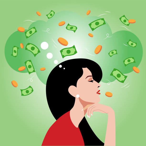 美丽的女人整天幻想着钱图片下载