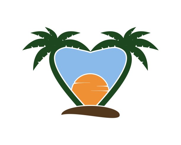 岛上长满了爱的棕榈树图片下载