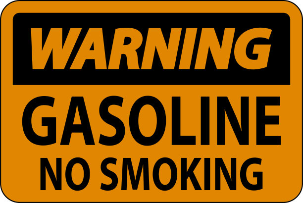 白色背景警告标志汽油，禁止吸烟图片下载