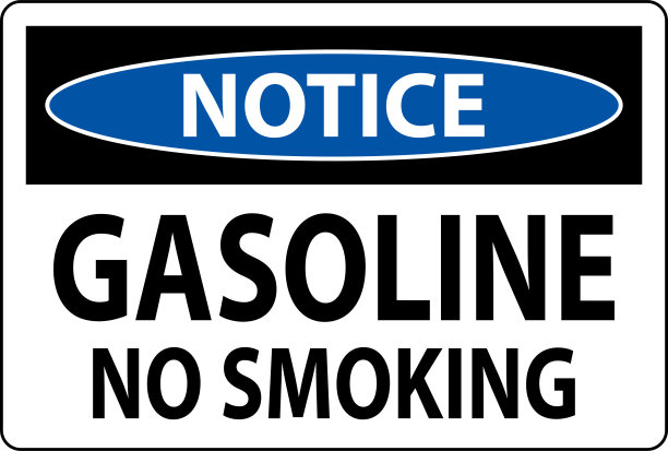 白色背景上标有汽油、禁止吸烟的告示图片下载