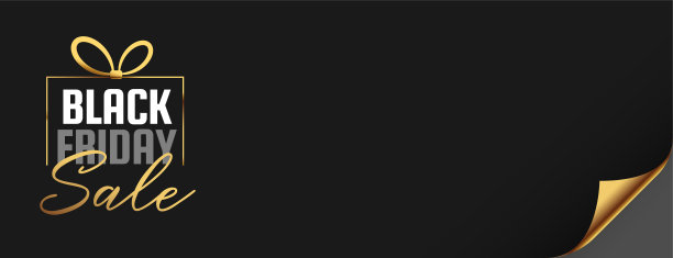 页卷曲风格黑色星期五销售横幅在金色礼品盒图片下载