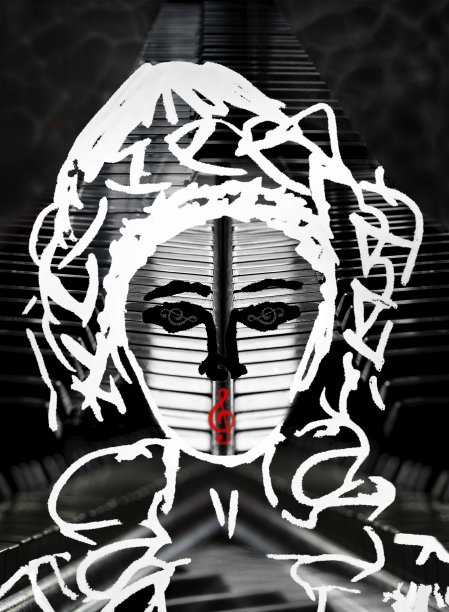 女性形象-拼贴式科学怪人主题:钢琴/音乐图片下载