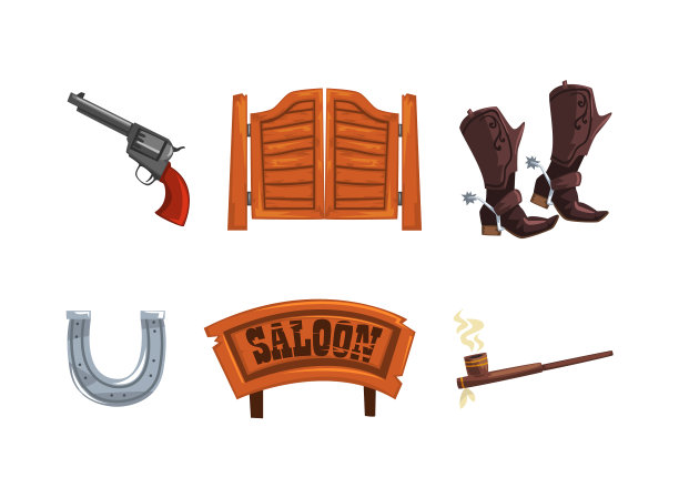 带有手枪酒馆招牌的狂野西部标志图片下载