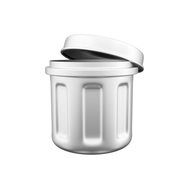 3d渲染垃圾桶在白色背景。3d渲染垃圾桶。3d渲染钢垃圾桶插图图片下载