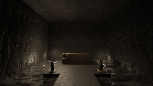 埃及神庙的古墓里有猫的雕像图片下载