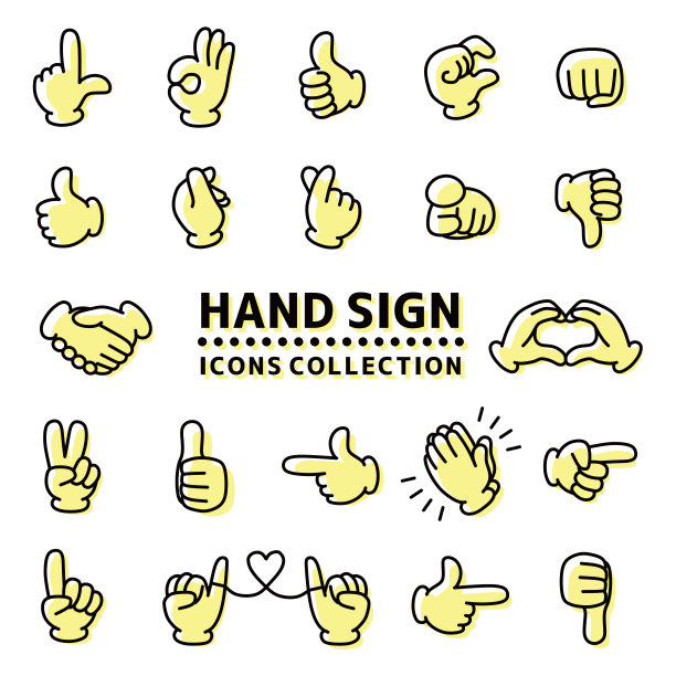 矢量图标集的手势。图片下载