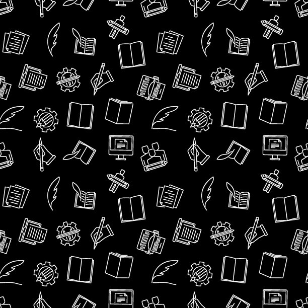 书写与文案矢量暗无缝模式图片下载