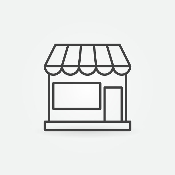 商店建筑概念矢量图标在细线风格图片下载