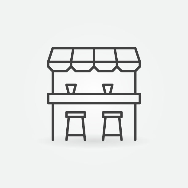 街道酒吧轮廓图标-矢量设计元素图片下载