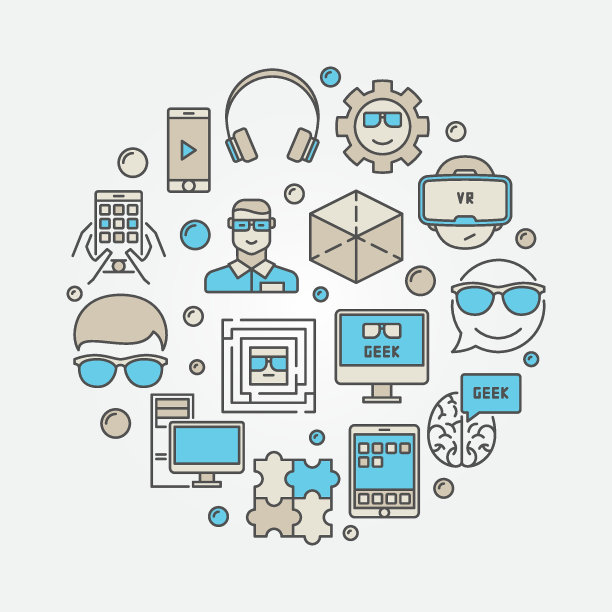 极客圆形彩色标识图片下载