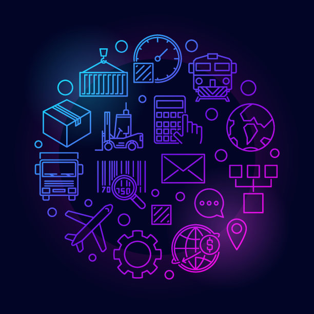 物流圆彩插画图片下载