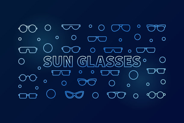 太阳眼镜蓝色矢量轮廓插图或横幅图片下载