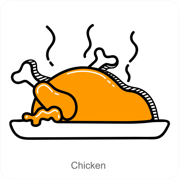 鸡和食物图标概念图片下载