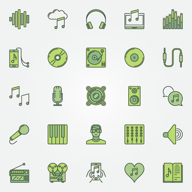 彩色音乐图标套装图片下载