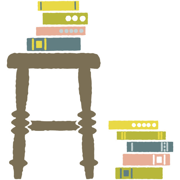 复古的椅子和可爱配色的书籍图片下载