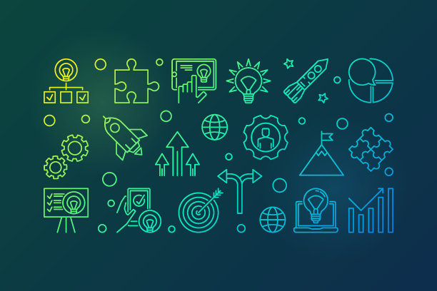 创业矢量创意线横旗图片下载