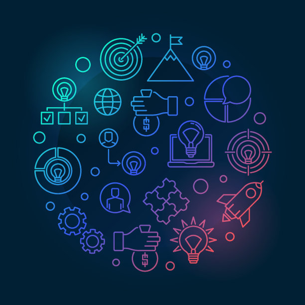 创业矢量彩色圆线插图图片下载