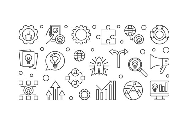 企业孵化器大纲横幅。矢量启动插图图片下载