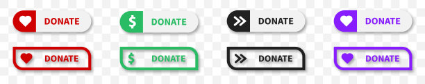 捐赠网页按钮集。白色背景的捐赠标志。矢量孤立插图。图片下载