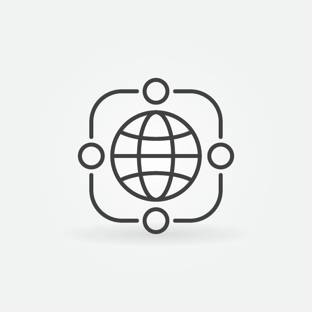 矢量外包图标与地球。轮廓样式的符号图片下载