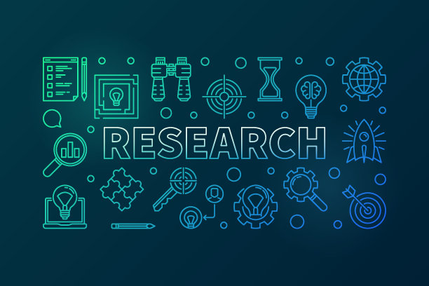 研究轮廓矢量彩色水平插图图片下载