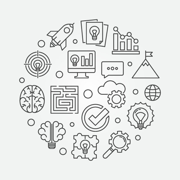 头脑风暴圆向量最小细线插图图片下载