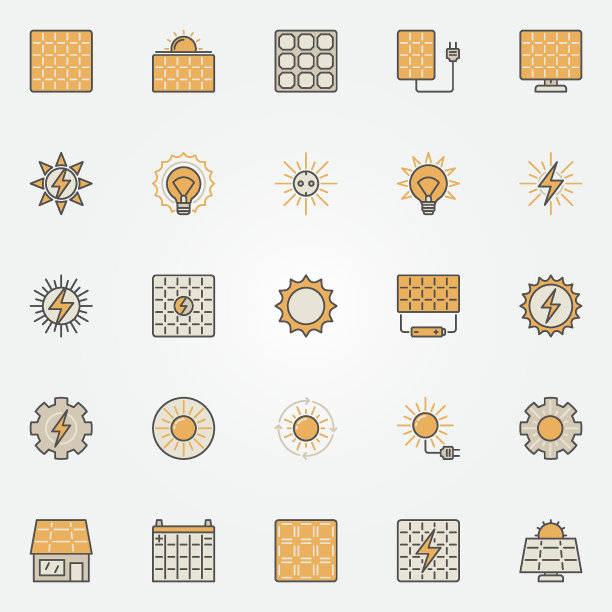 太阳能彩色图标图片下载