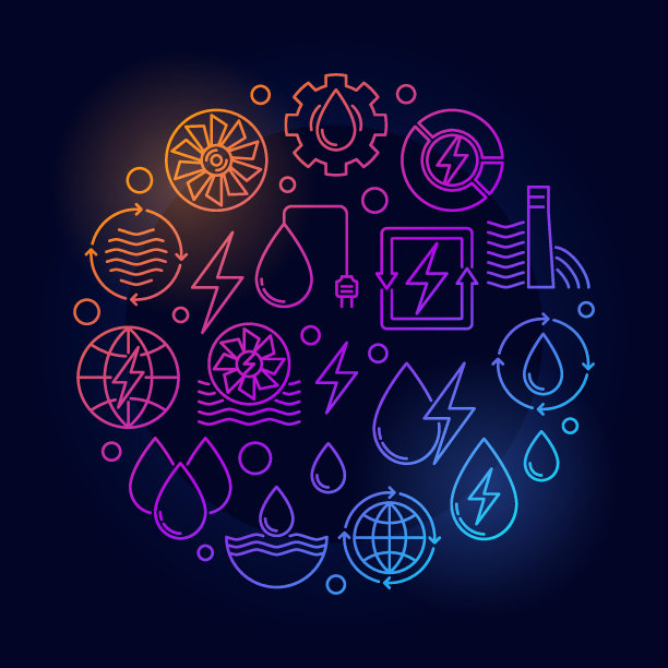 水动力圆彩色插图图片下载