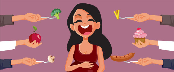 孕妇食用健康和不健康的食物图片下载