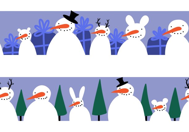 冬季印花与雪人和雪花图片下载