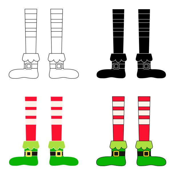 一套精灵脚在平面风格孤立图片下载