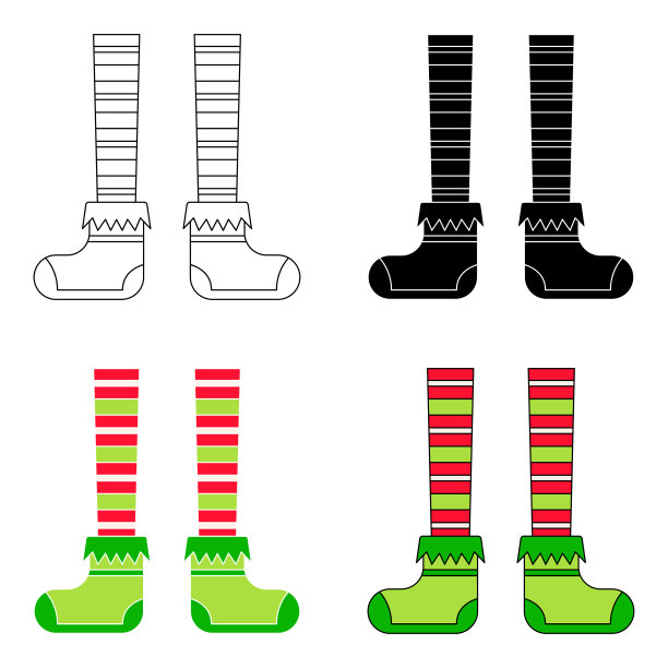 一套精灵脚在平面风格孤立图片下载