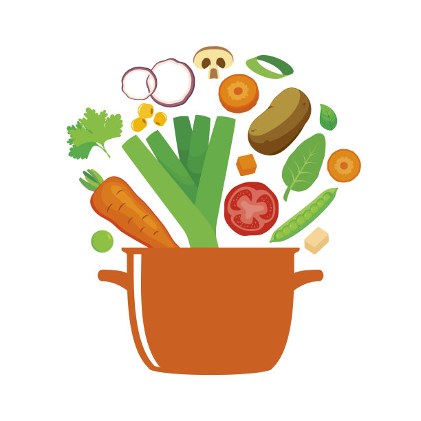 新鲜的蔬菜飞进锅图标矢量图片下载