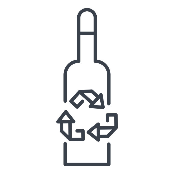 带有回收标志的玻璃或塑料瓶矢量隔离图标。图片下载