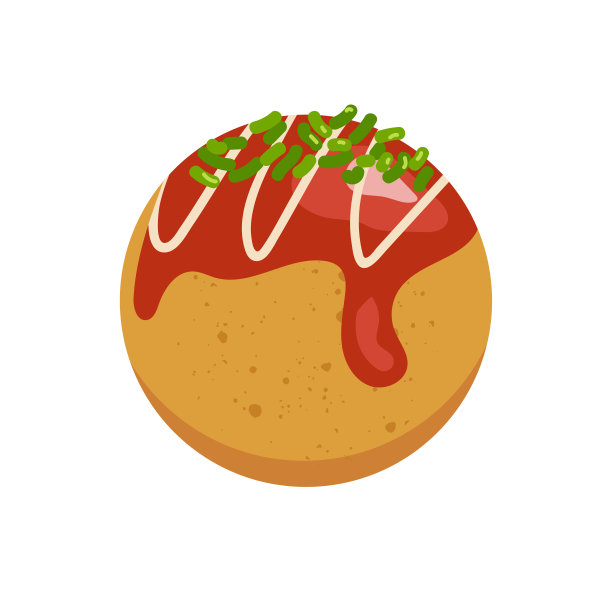 受欢迎的日本食物章鱼烧。矢量插图与孤立的背景。图片下载