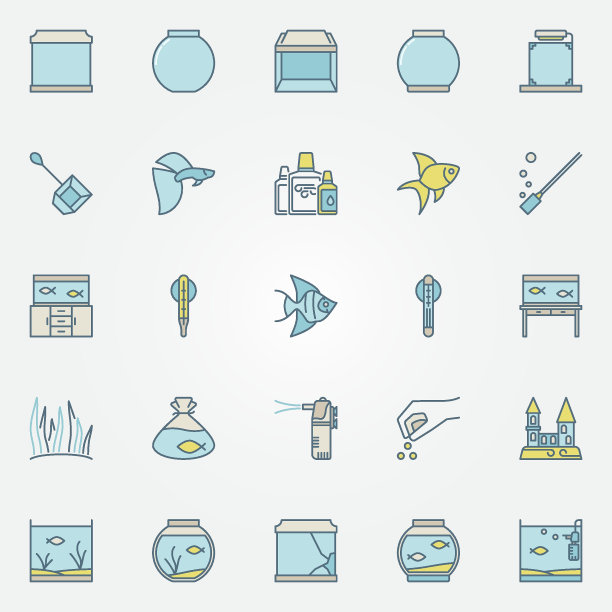 水族馆彩色图标图片下载