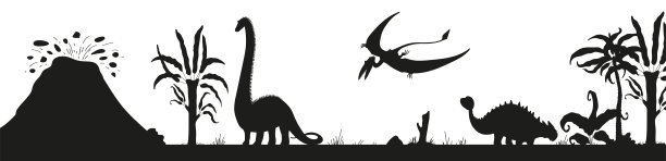 史前侏罗纪和中生代时期背景矢量插图孤立。图片下载