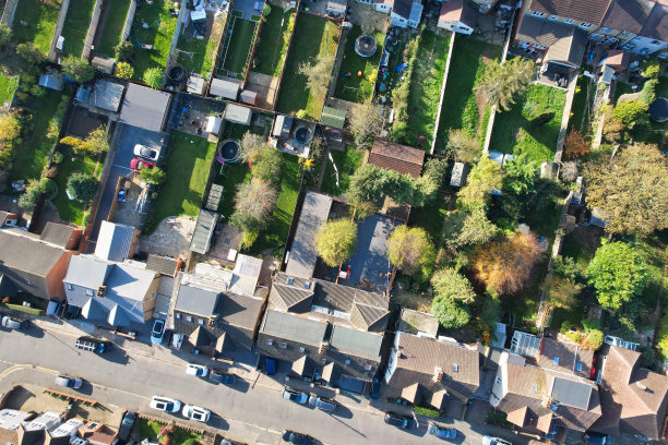 英国卢顿镇住宅的鸟瞰图图片下载
