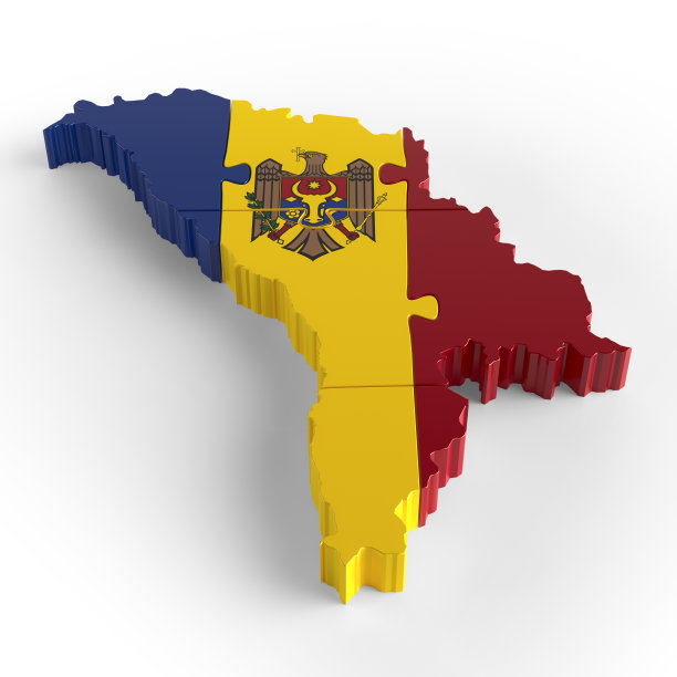 国旗颜色谜题摩尔多瓦地图设计。3d渲染图片下载