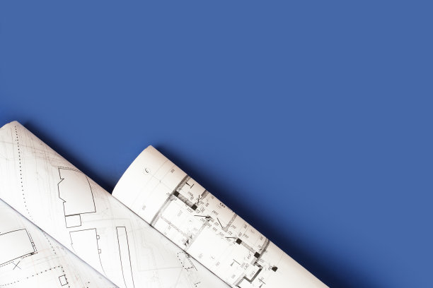 建筑项目背景，建筑蓝图卷，房屋平面图，复印空间图片下载