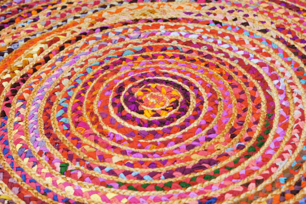 手工黄麻针织物，天然黄麻地毯，背景，墙纸，纹理。图片下载