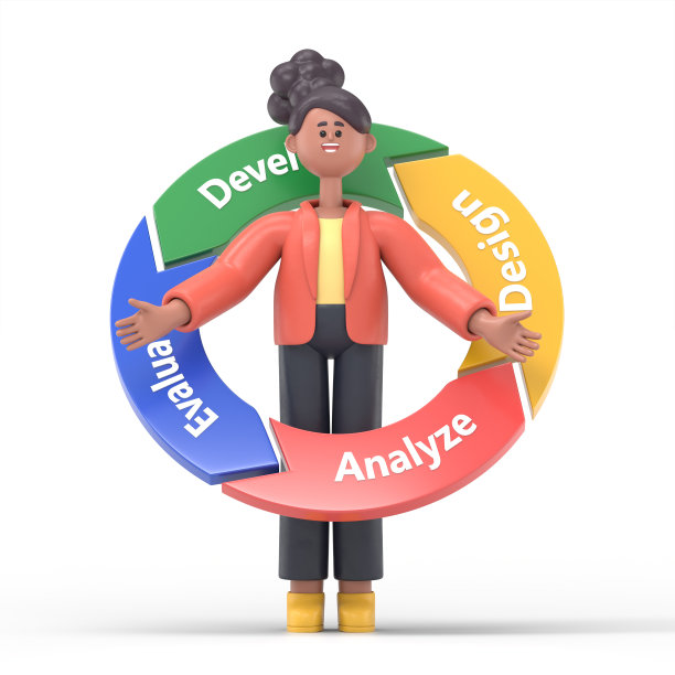 三维插图的微笑非裔美国妇女可可与管理周期图。白色背景的3D渲染。图片下载