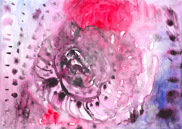 手绘插图抽象玫瑰背景。水彩画。图片下载