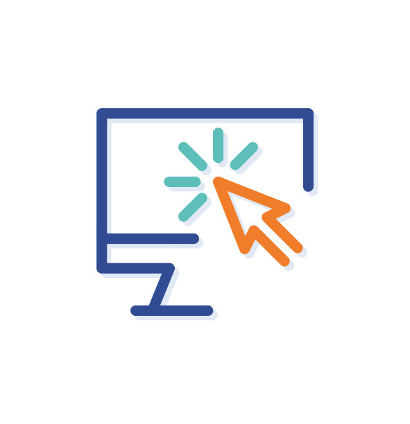 摘要彩色计算机图标和勾箭头图标。图片下载