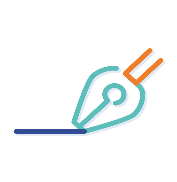 抽象的彩色墨水笔线图标。图片下载