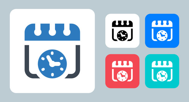 时间时间表图标-矢量插图。时间，时间表，日历，约会，日期，事件，时钟，管理，管理，计划，标志，符号，平面，图标。图片下载