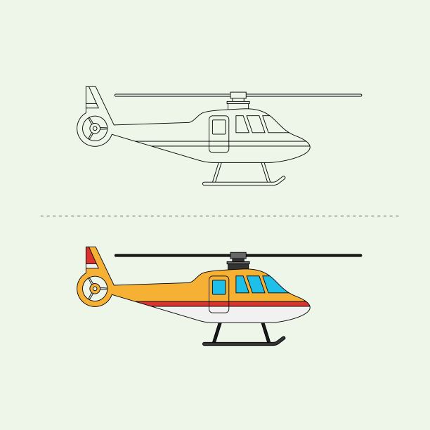航空运输车辆矢量设计插图。儿童涂色书。图片下载