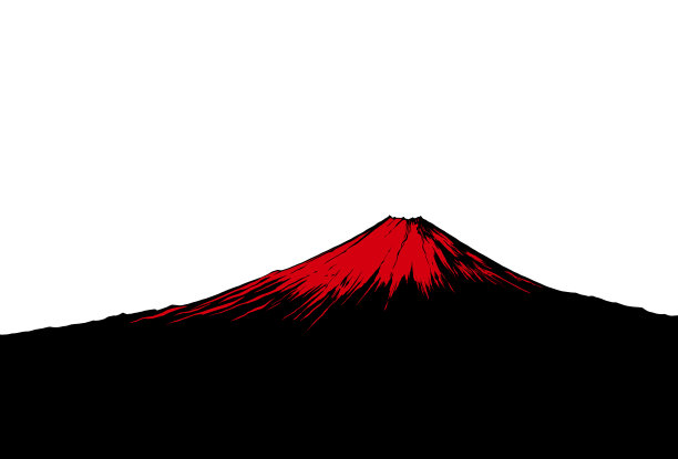 日本红色富士山与白色背景图片下载