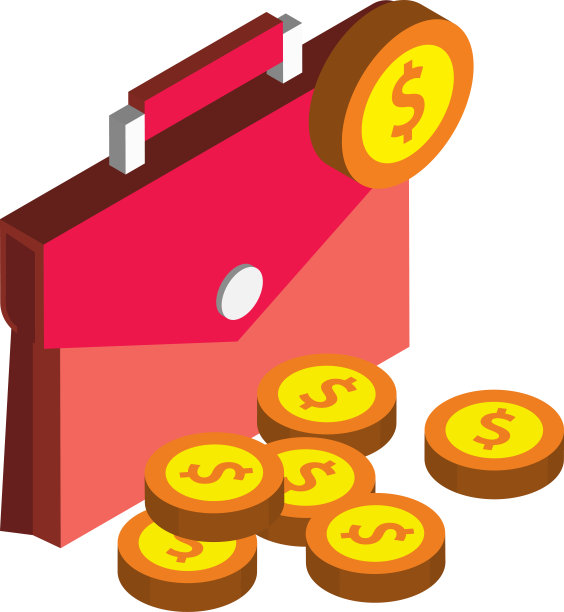 商人包和堆钱的3D等距风格插图图片下载