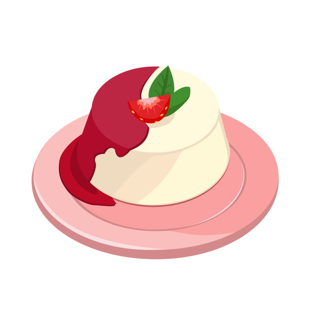 甜的意式奶冻甜点配草莓，淋上糖浆。图片下载